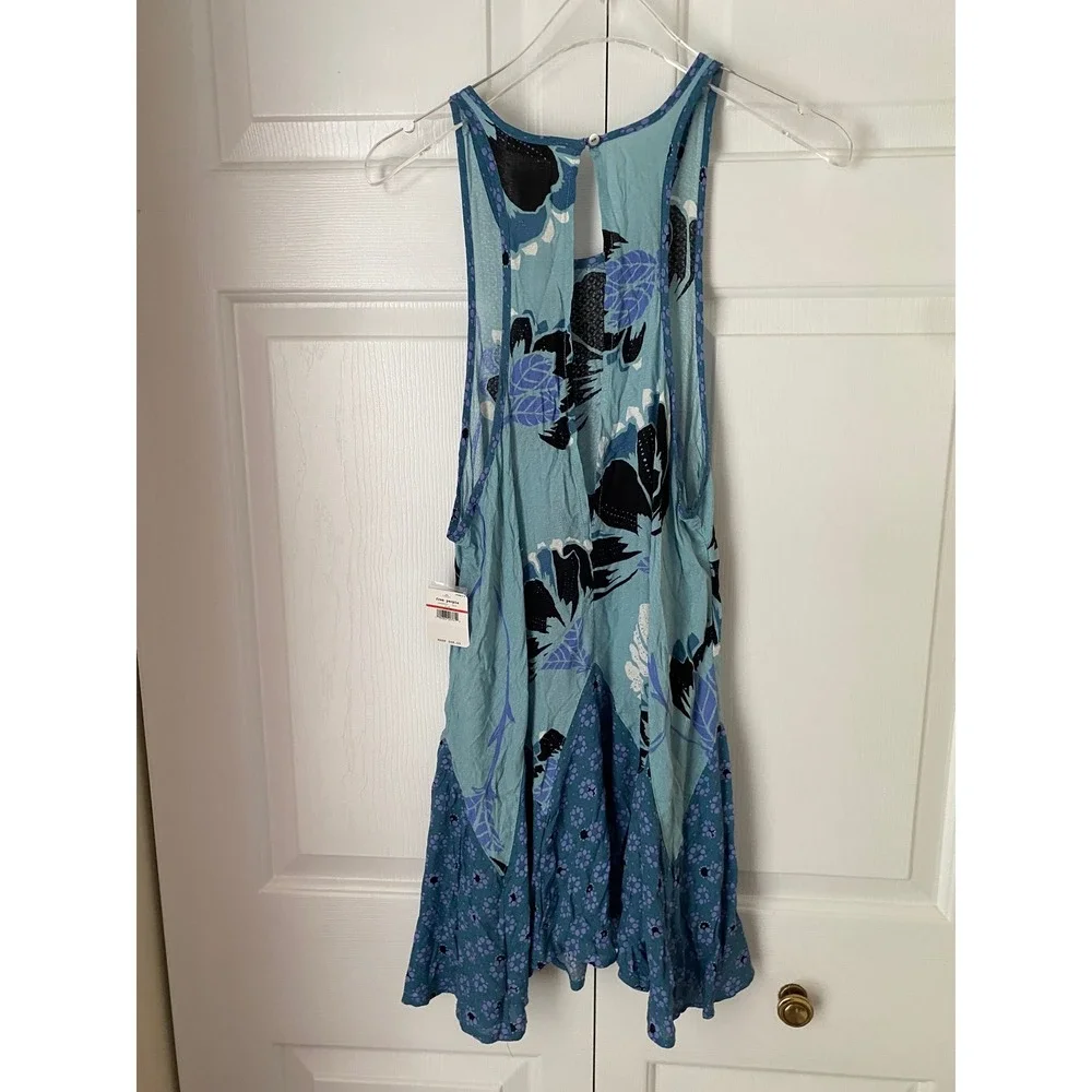 Free People Someone Like You Slip Dress Womens XS Blue Floral Boho Festival Chic